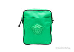Versace Small Bright Green Nylon Fabric Medusa Crossbody Messenger Bag Purse