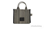 Marc Jacobs The Monogram Beige Mini Tote Woven Jacquard Canvas Crossbody Handbag