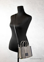 Marc Jacobs The Monogram Beige Mini Tote Woven Jacquard Canvas Crossbody Handbag