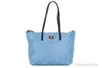 Versace Portuna Medusa Medium Cornflower Blue Nylon Leather Tote Bag Purse