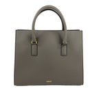 Versace Virtus Large Leather Top Handle Satchel Bag Tote Gray