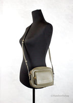 Burberry Small Branded Dark Fern Green Grainy Leather Camera Crossbody Bag