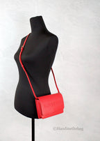 Burberry Hampshire Small Red Embossed Logo Smooth Leather Crossbody Bag