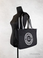 Marc Jacobs Medium Black Canvas Fabric Shoulder Convertible Tote Purse Bag