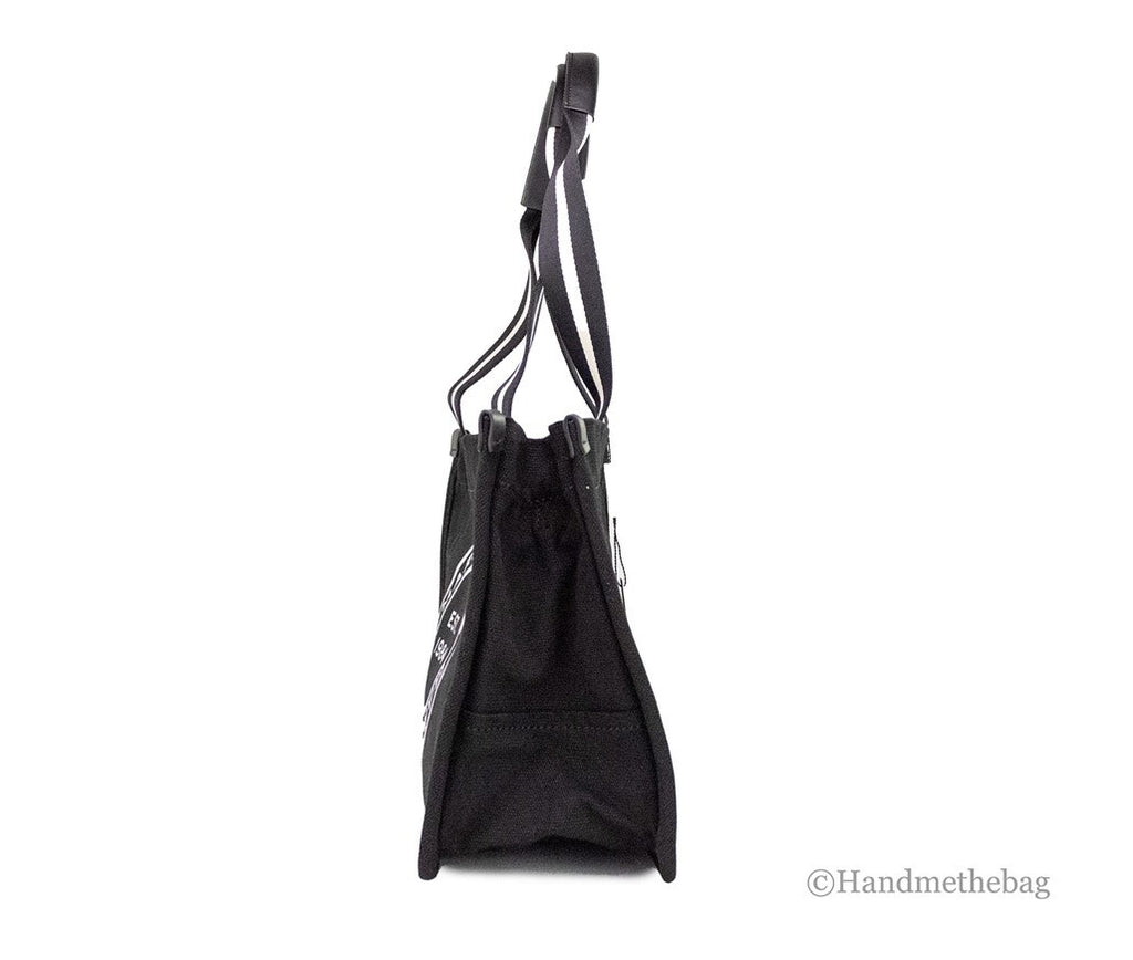 Marc Jacobs Medium Black Canvas Fabric Shoulder Convertible Tote Purse Bag