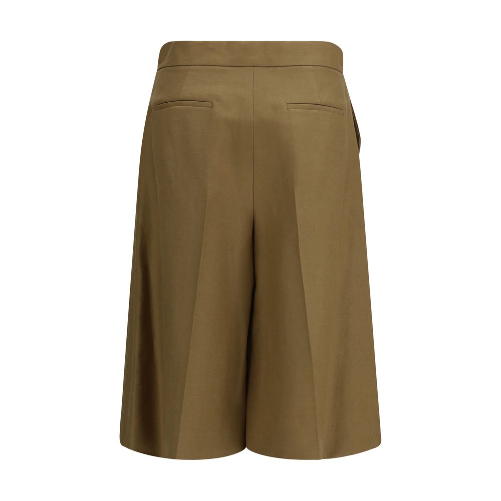 Bicolor Linen Bermuda Shorts