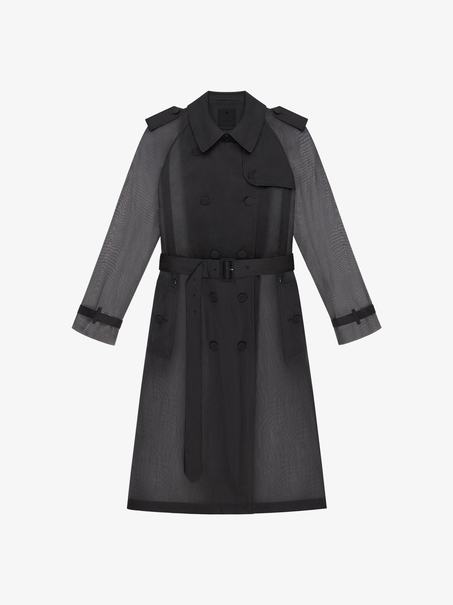 Black Fibres Trench Coat
