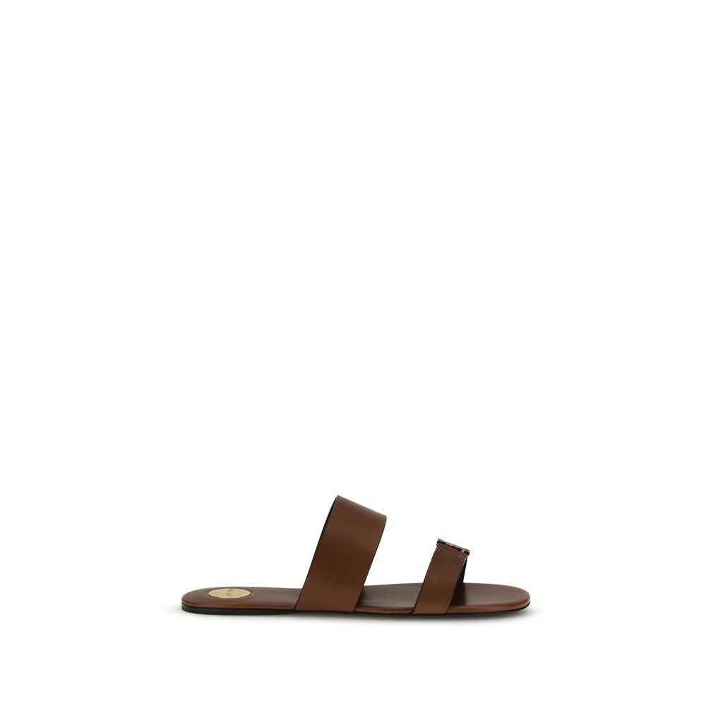 Brown Calf Leather Bos Taurus Flat Sandals