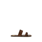 Brown Calf Leather Bos Taurus Flat Sandals
