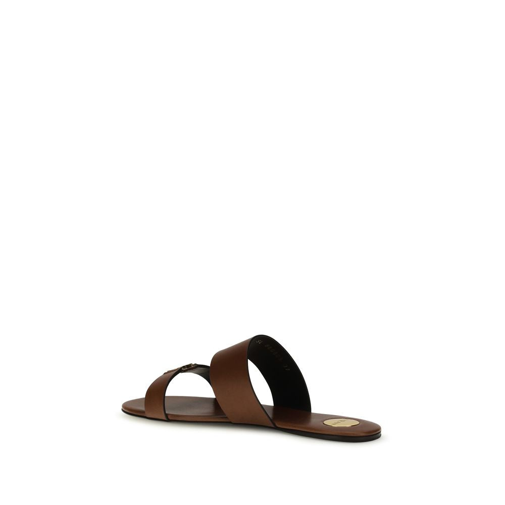 Brown Calf Leather Bos Taurus Flat Sandals