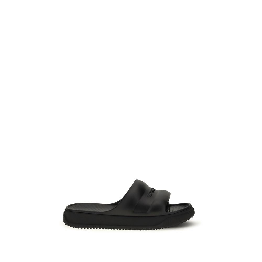 Black Rubber Flat Sandals