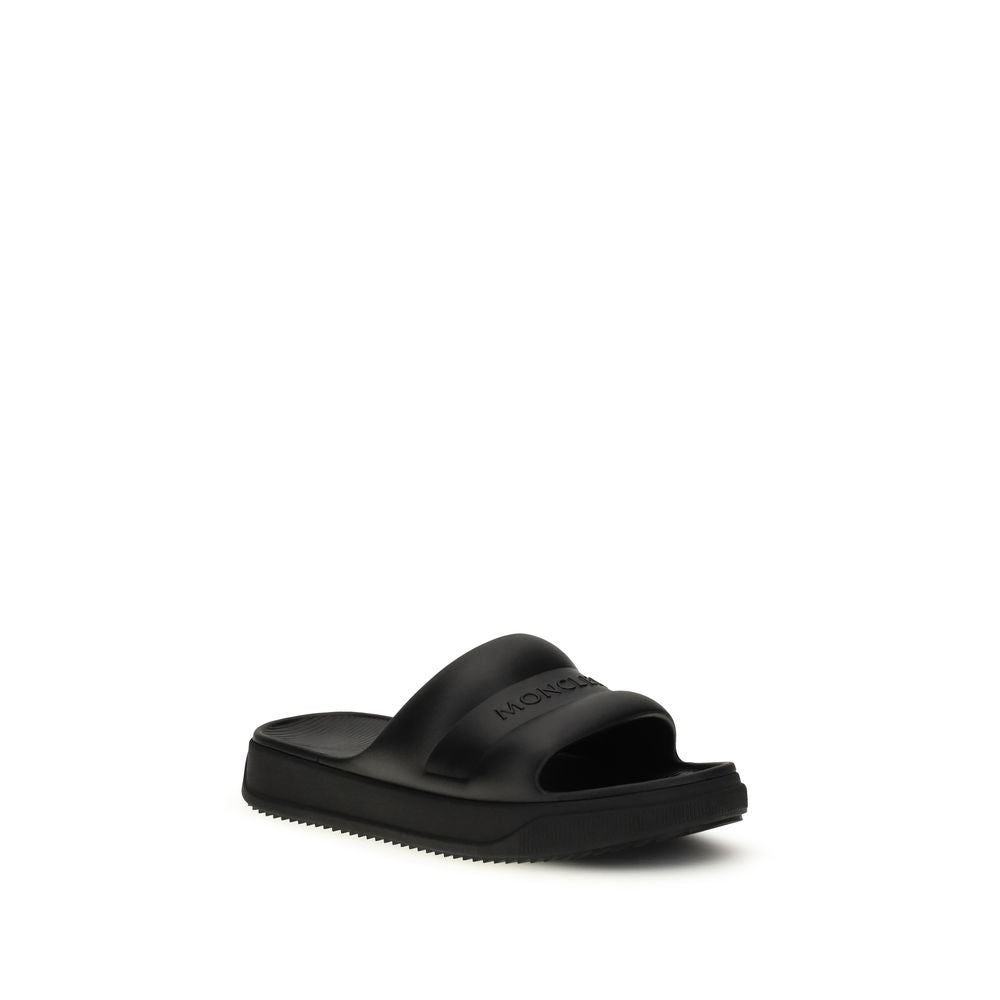 Black Rubber Flat Sandals
