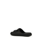 Black Rubber Flat Sandals