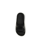 Black Rubber Flat Sandals