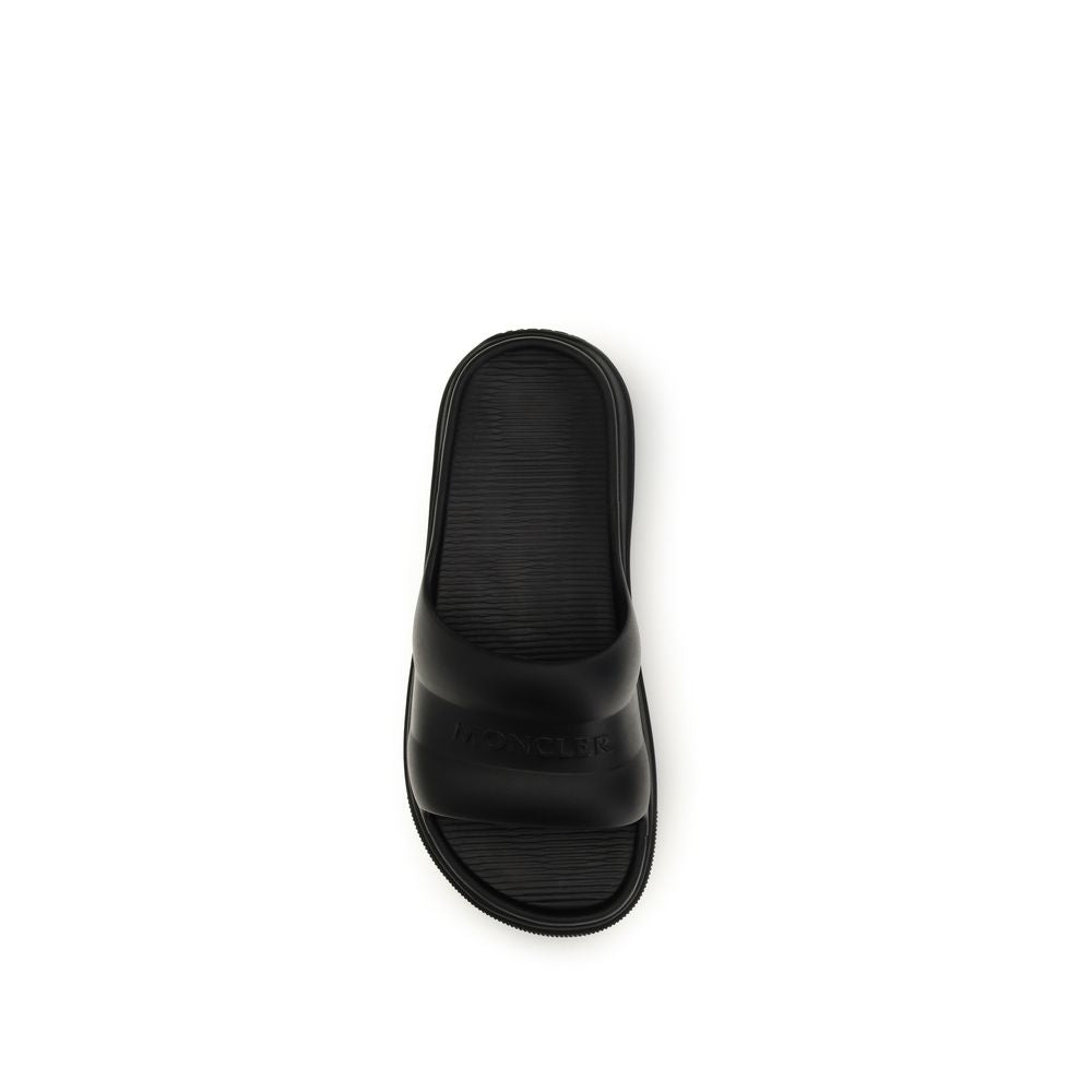 Black Rubber Flat Sandals