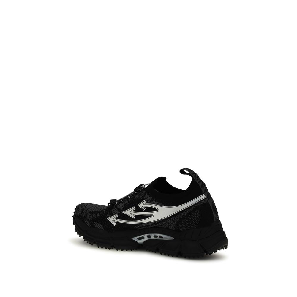 Black Polyester Athletic Sneakers