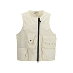 Beige Cotton Sleveless Jacket