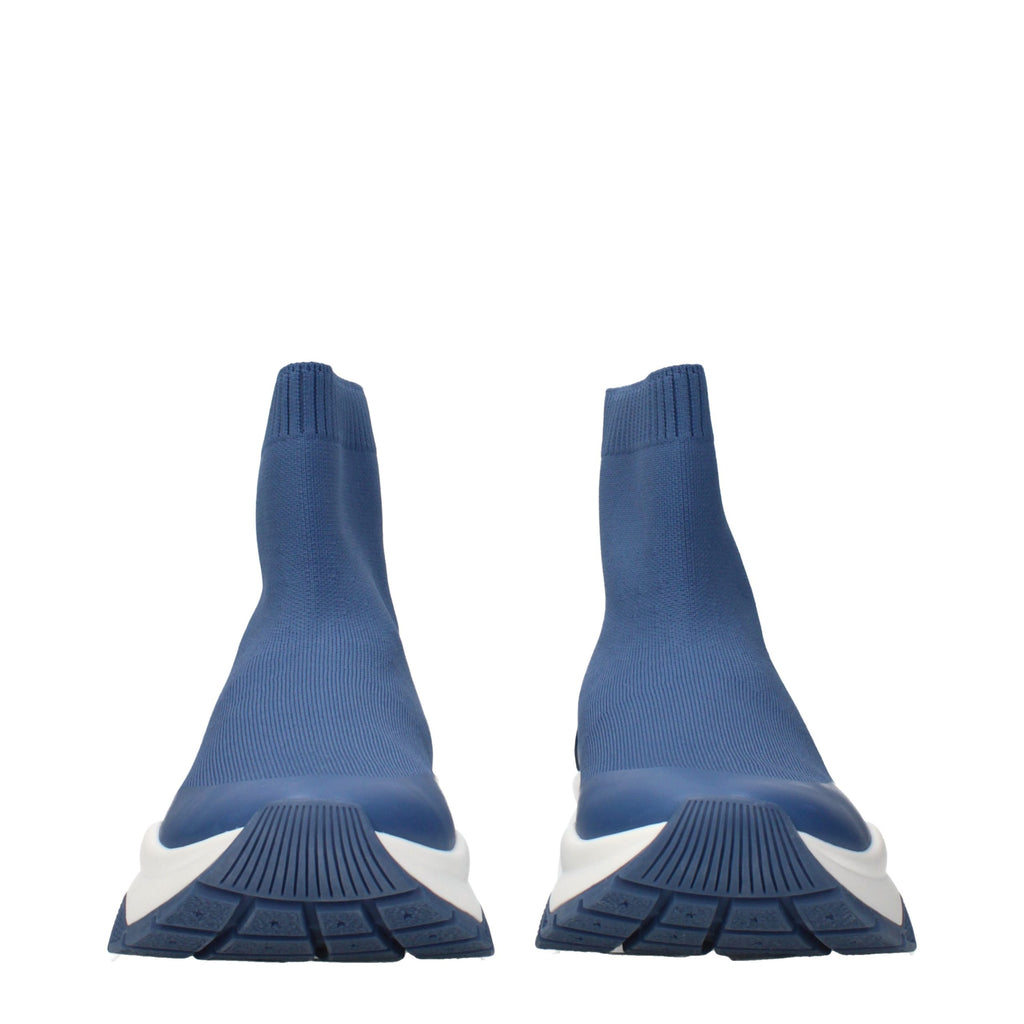 Blue Fabric Ankle Boots