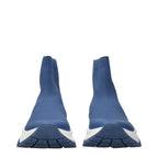 Blue Fabric Ankle Boots