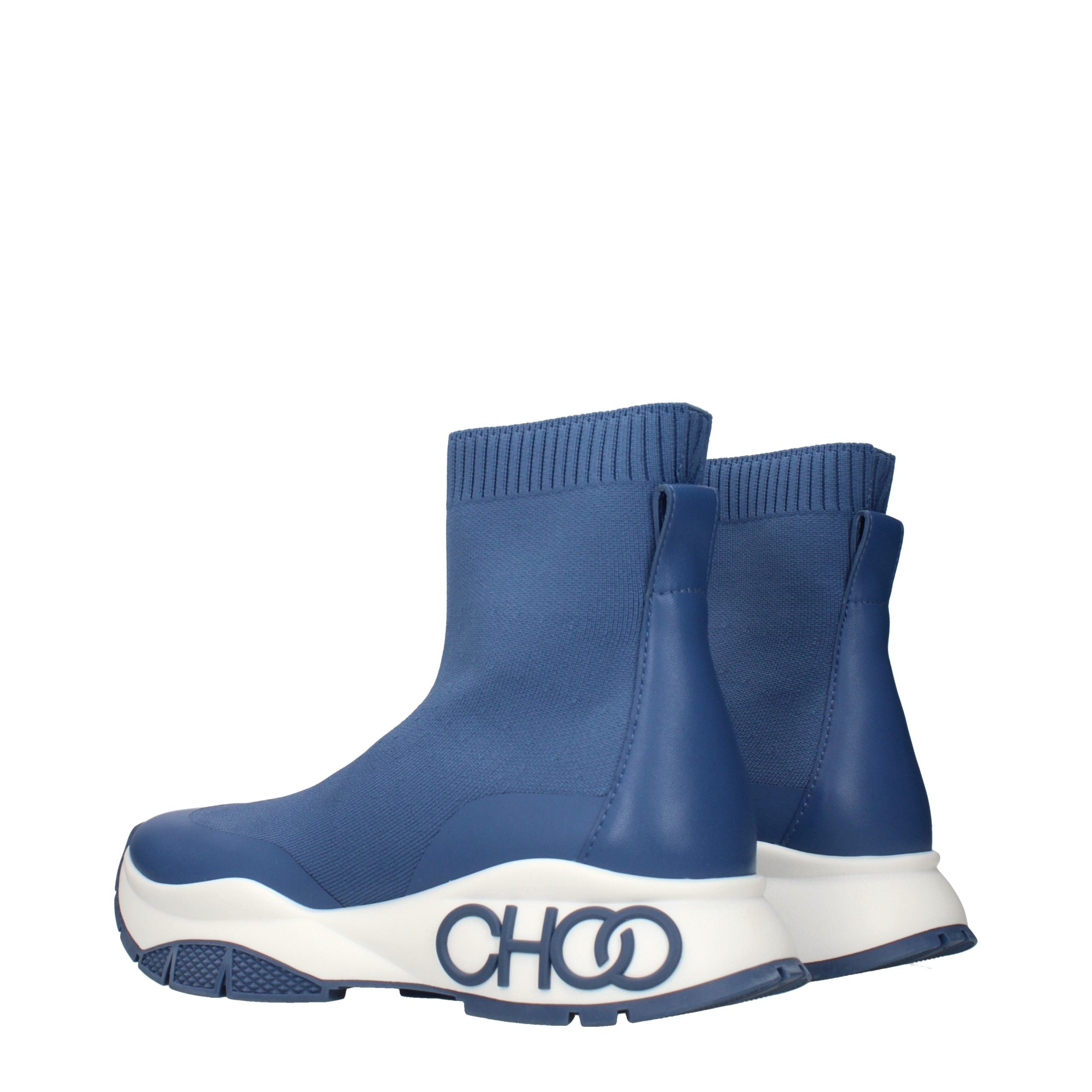 Blue Fabric Ankle Boots