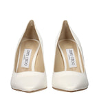 Beige Satin Platform Pumps
