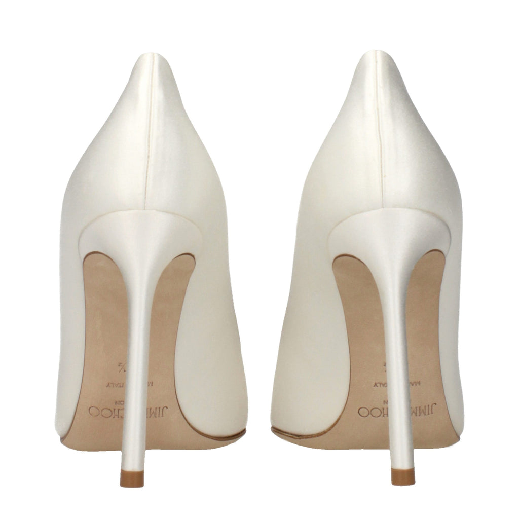Beige Satin Platform Pumps