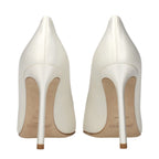 Beige Satin Platform Pumps
