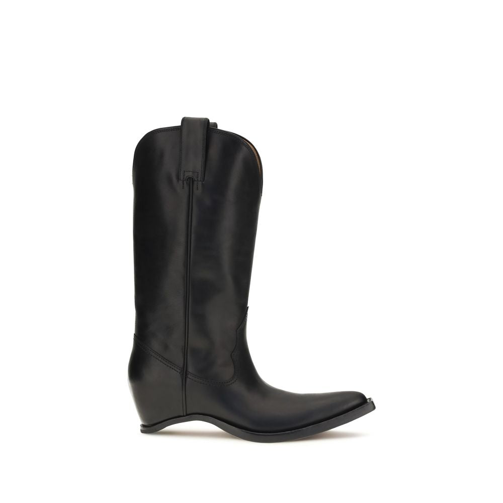Black Calf Leather Bos Taurus Ankle Boots