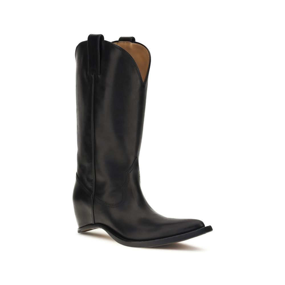 Black Calf Leather Bos Taurus Ankle Boots