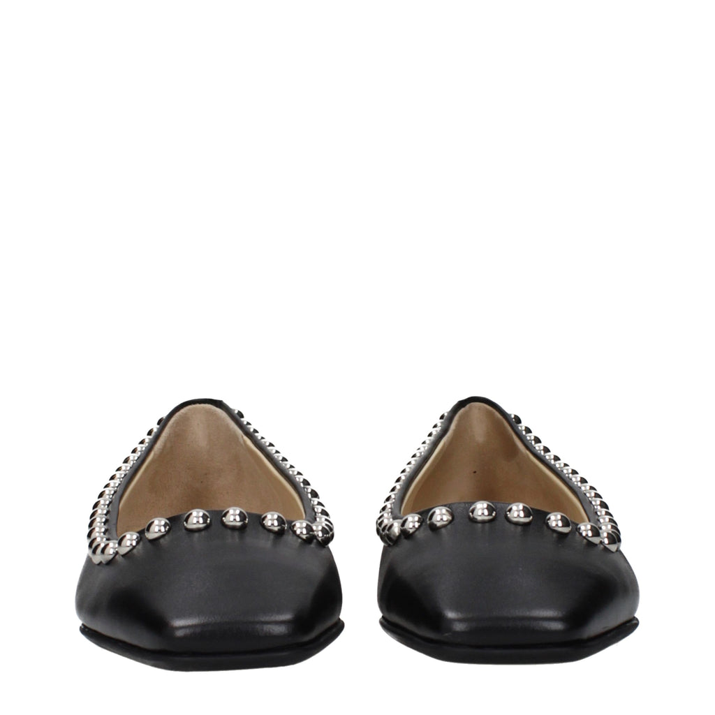 Black Leather Ballet Flats
