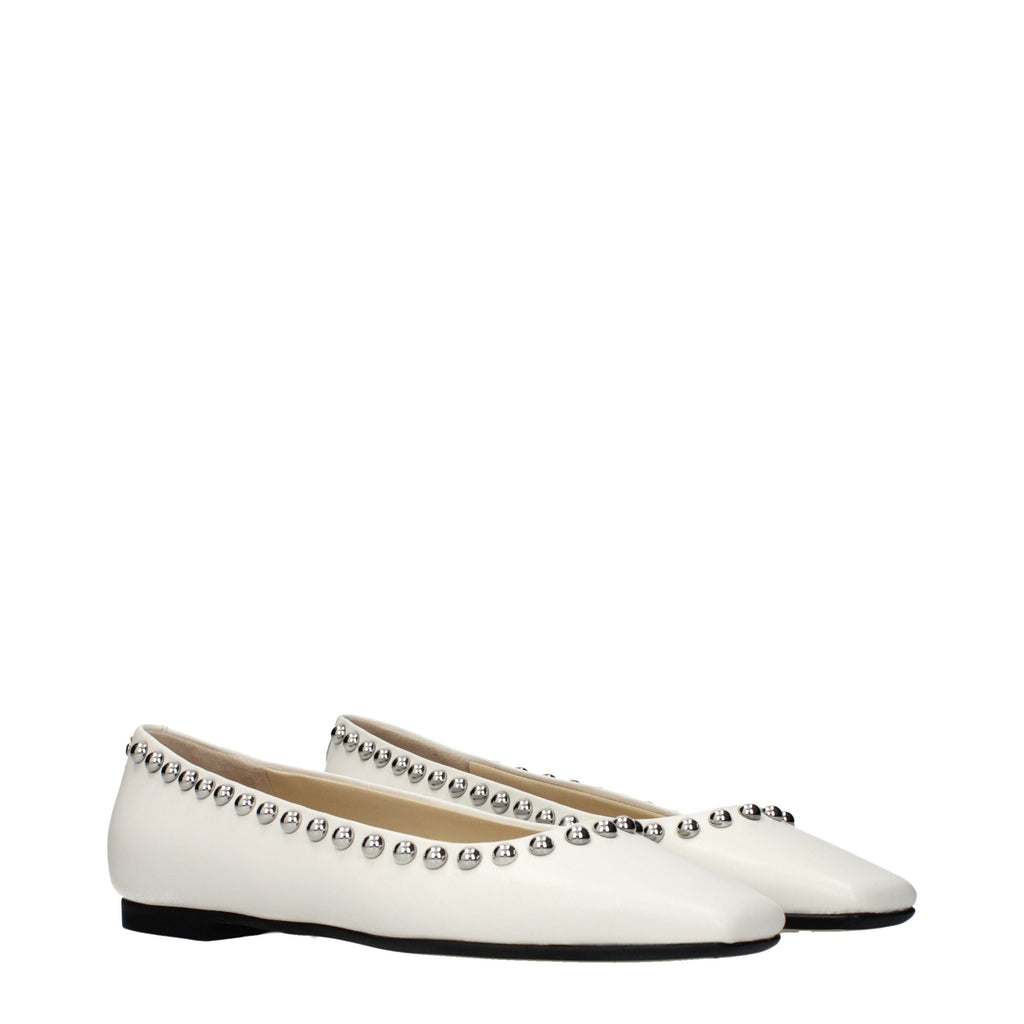 White Leather Ballet Flats