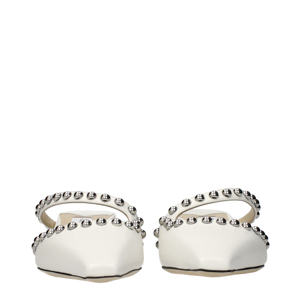 White Leather Flat Sandals