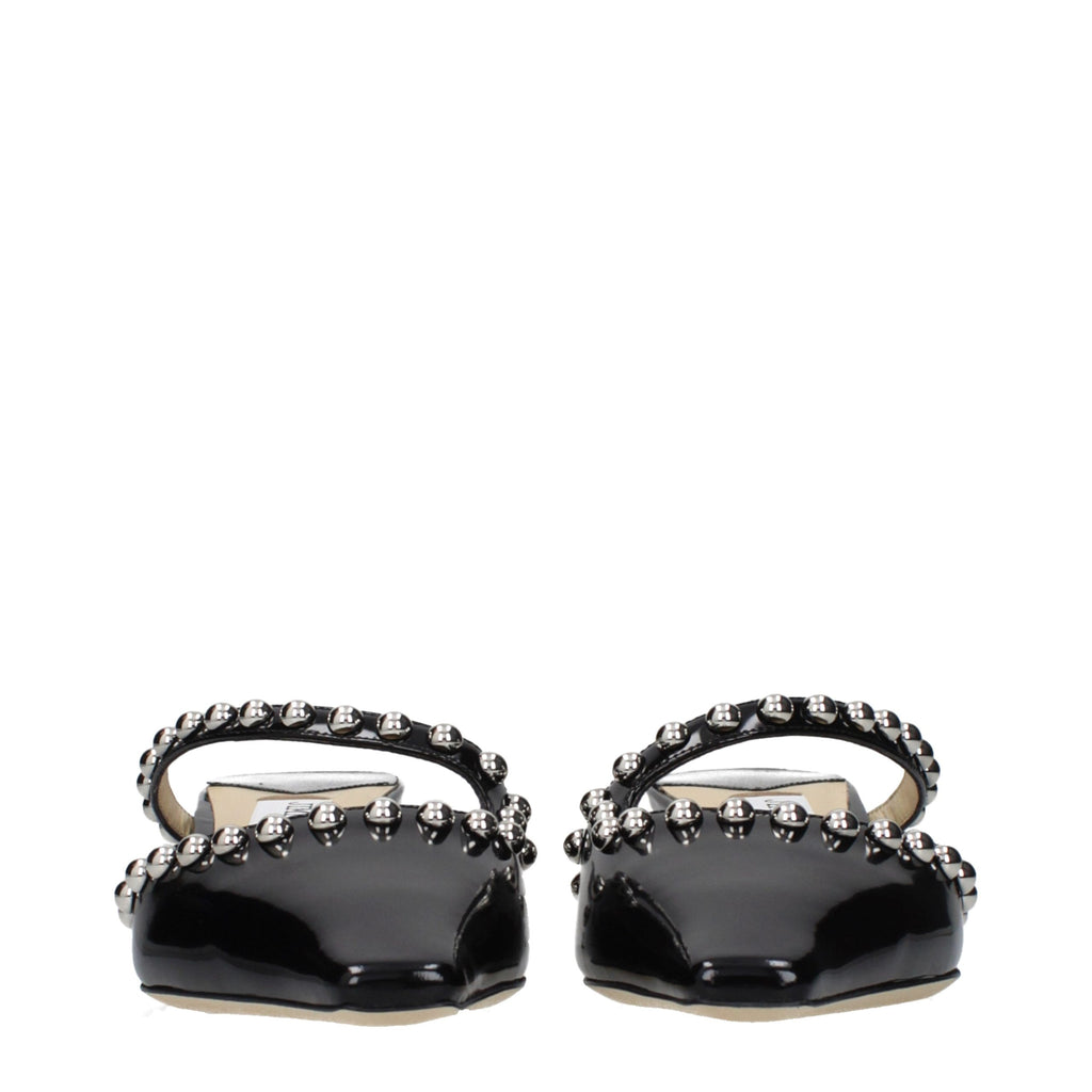 Black Leather Flat Sandals