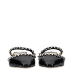 Black Leather Flat Sandals
