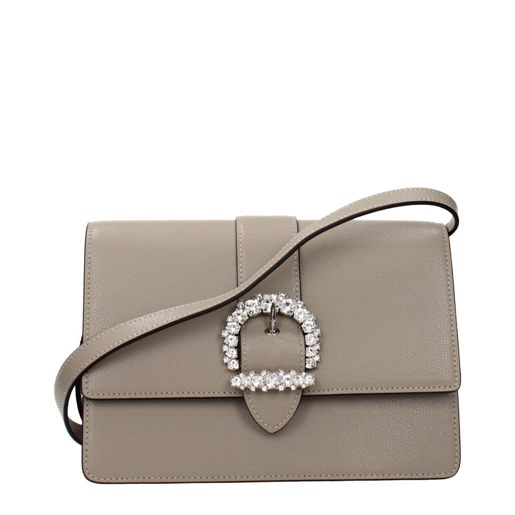 Gray Leather Crossbody Bag