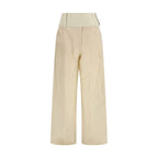 Beige Cotton Casual Pants