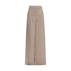 Beige Silk Casual Pants