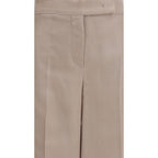 Beige Silk Casual Pants