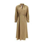 Beige Cotton Casual Dress
