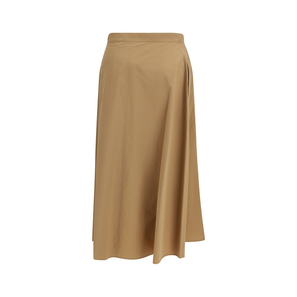 Beige Cotton Midi Skirt