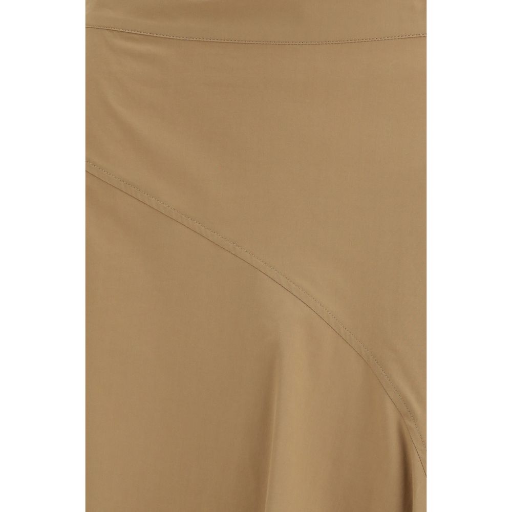 Beige Cotton Midi Skirt