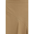 Beige Cotton Midi Skirt