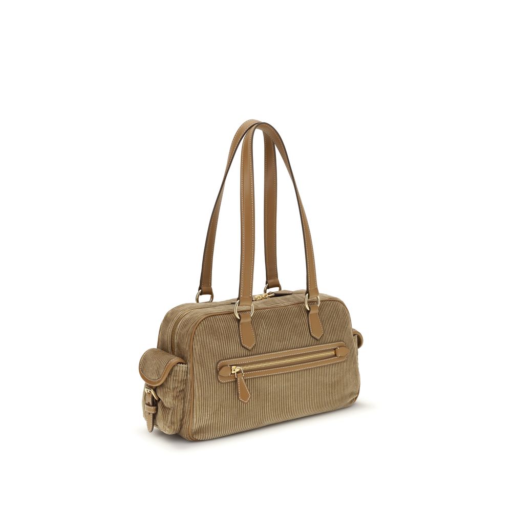 Beige Cotton Shoulder Bag