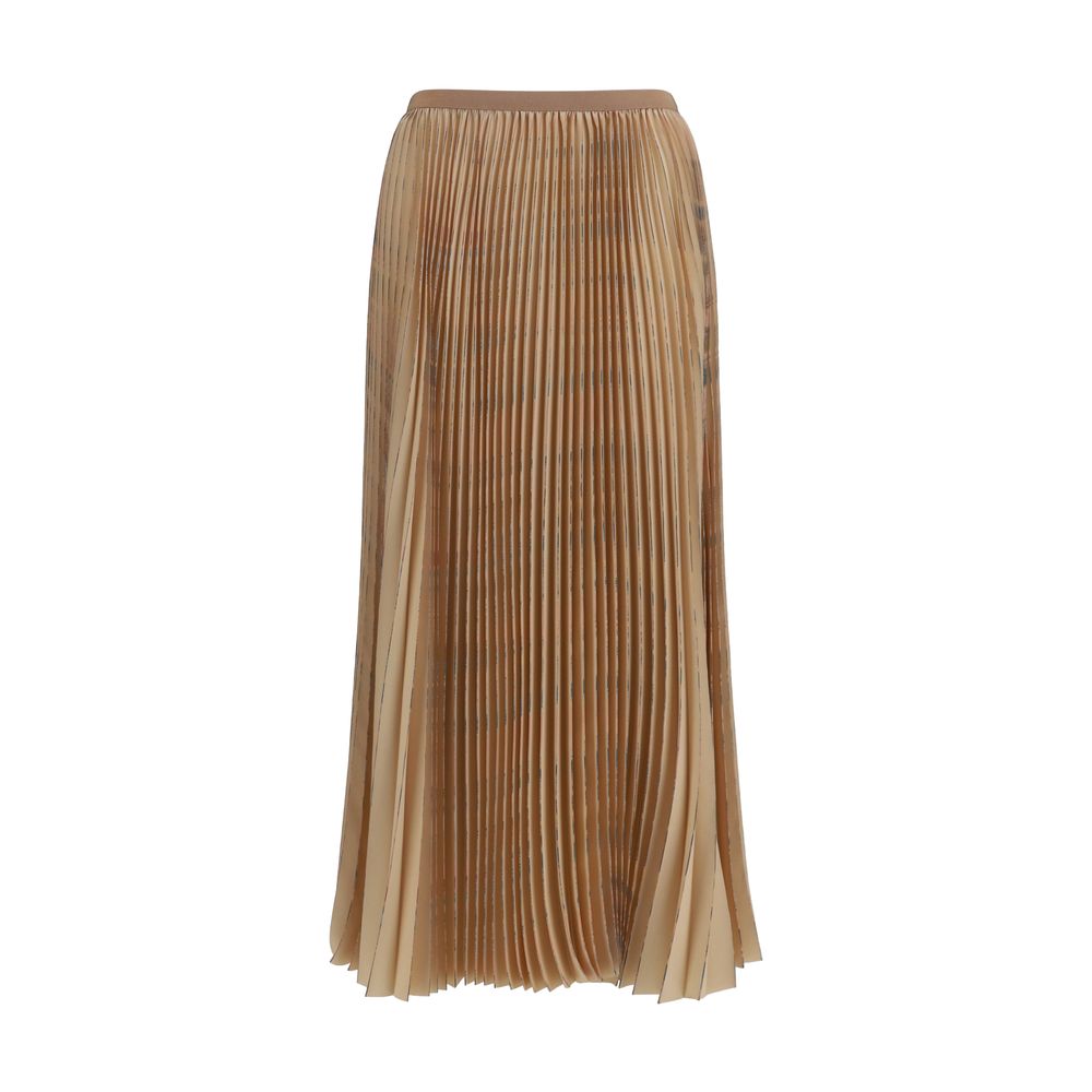 Beige Polyester Midi Skirt