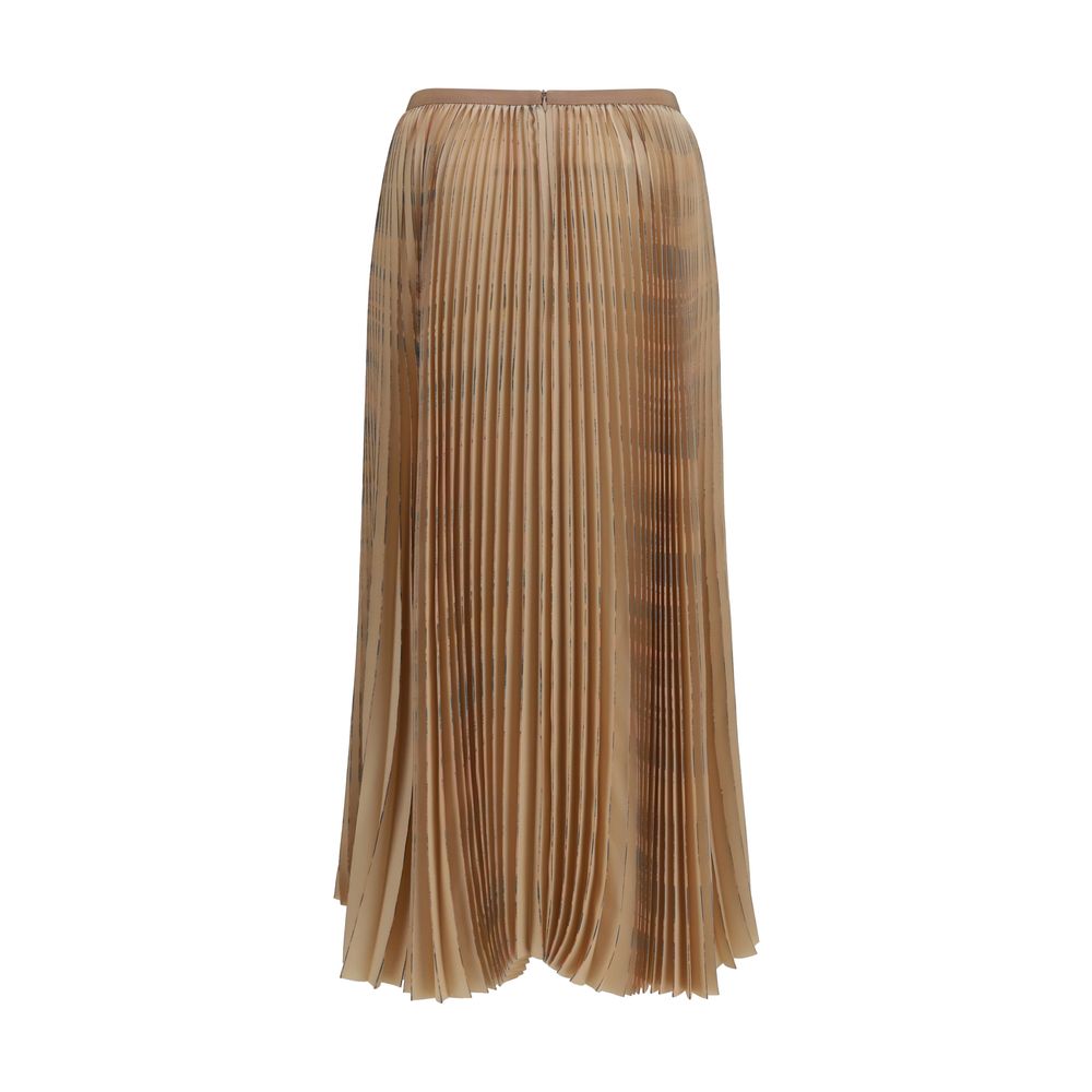 Beige Polyester Midi Skirt