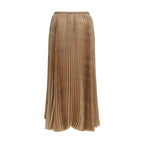 Beige Polyester Midi Skirt