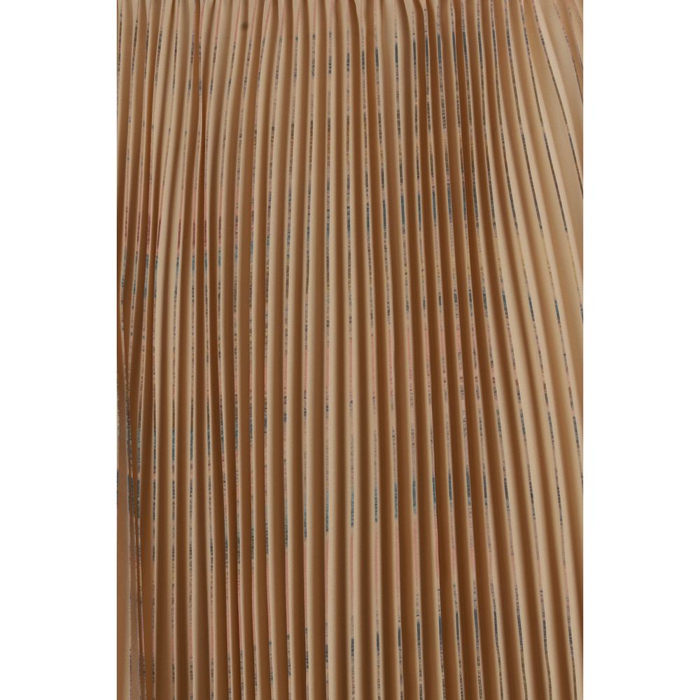 Beige Polyester Midi Skirt