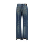 Blue Cotton Straight-Leg Jeans