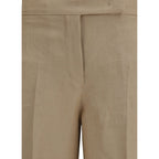 Beige Linen Casual Pants