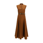 Brown Cotton Casual Dress